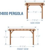 10 Ft. X 14 Ft. Traditional All Cedar Wood Outdoor Patio Pergola Shade Structure - Image 10