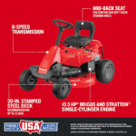 Craftsman R110 30in 10.5 HP 344cc 6-Speed Riding Lawn Mower - Image 3